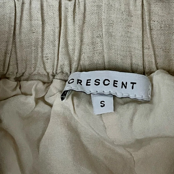 Crescent Beige High Rise Linen Shorts Women Beach Classic Modest Old Money S - Picture 5 of 9